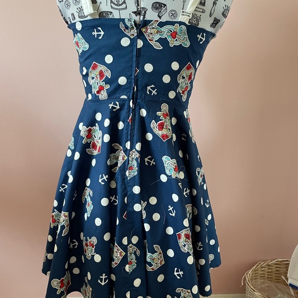 Hell Bunny Oceana rare anchor fit flare dress rockabilly small - Picture 5 of 6